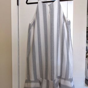 Gray and white stripped dress.